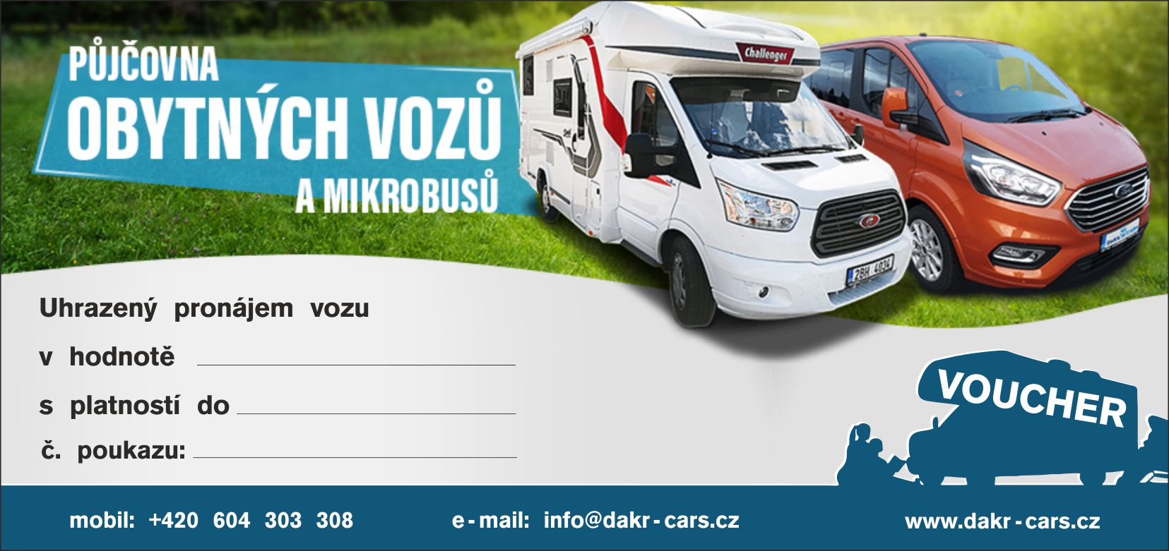 voucher Půjčovna obytných vozů, karavanů a mikrobusů - voucher